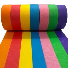 شريط لاصق ملون للرسامين بعرض 2.54 سم - عبوة من 7 لفات 298 قدم - نابضة بالحياة، لاصق، بدون بقايا - أشرطة ملونة بألوان قوس قزح للأعمال اليدوية والفنون والحرف اليدوية ووضع العلامات وترميز الألوان وتزيين الغرفة in Kuwait