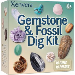 Gemstone and Fossil Dig Kit – Excavate 10 Gems and 10 Fossils, STEM Geology Set, Educational Toy, Science Kit for Kids Ages 8+ in Saudi Arabia