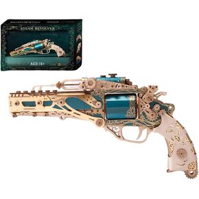 3D Wooden Puzzles for Adults-318PCS Revolver Model Kits to Build for Adults-Wood Puzzles Hobbies for Men-Mechanical Model Brain Teaser Gift Idea for Christmas (Black) in Saudi Arabia