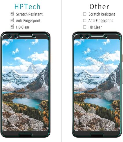 HPTech (2 Pack) Designed for Google Pixel 8A Tempered Glass Screen Protector, Ultrasonic Fingerprint Compatible, Anti Scratch, Bubble Free in Kuwait