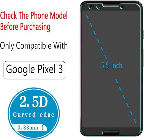 HPTech (2 Pack) Designed for Google Pixel 8A Tempered Glass Screen Protector, Ultrasonic Fingerprint Compatible, Anti Scratch, Bubble Free in Kuwait