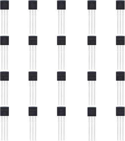 100pcs transistors 20 Values A1015 BC327 BC337 C1815 S8050 S8850 2N2222 2N2907 2N3904 2N3906 C945 S9012 S9013 S9014 S9015(C945 NPN) in Saudi Arabia