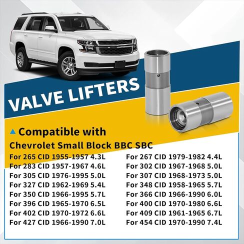 8Pcs 25343052 Hydraulic Valve Lifter Tappet Kit for 1955-1995 Chevy BBC SBC 267 283 302 305 327 348 350 400 402 409 427 454 4.3 4.6 5.0 5.4 5.7 6.6 7.4L Engines in Saudi Arabia