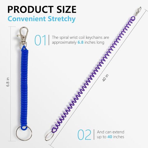 BDS-HOME Retractable Spring Coil KeychainSpiral Wrist Coil Key Chains Safety Anti-Lost Stretch Cord with Lobster Clasp in Saudi Arabia