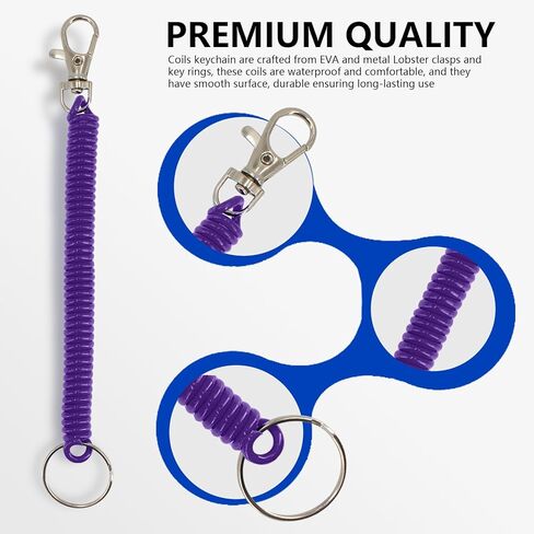 BDS-HOME Retractable Spring Coil KeychainSpiral Wrist Coil Key Chains Safety Anti-Lost Stretch Cord with Lobster Clasp in Saudi Arabia