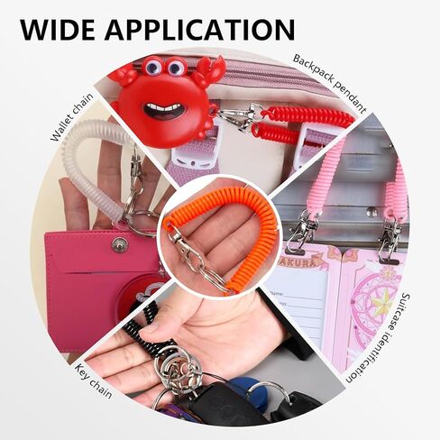 BDS-HOME Retractable Spring Coil KeychainSpiral Wrist Coil Key Chains Safety Anti-Lost Stretch Cord with Lobster Clasp in Saudi Arabia