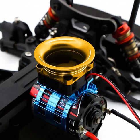 غطاء مروحة سيارة Kingsea RC معدني لمحرك ESC غطاء مروحة تبريد متوافق مع 1/10 RC Drift Car Sakura D3 D4 XIS XI HSP تحسين أداء تبريد المحرك، ذهبي in Kuwait