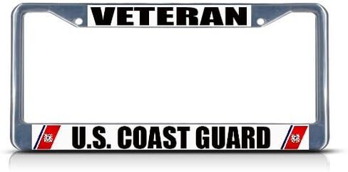 Sign Destination Metal Insert License Plate Frame Veteran U.S. Coast Guard Navy Weatherproof Car Accessories Chrome 2 Holes Solid Insert 1 Frame in Saudi Arabia