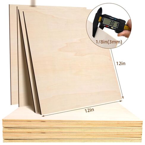 12 Pack Basswood Sheets 1/8, 3 mm Basswood for Laser Cutting, 12X12 Inches Unfinished Wood Sheets for Engraving/Crafts/DIY/Architectural Models/Drawing in Saudi Arabia