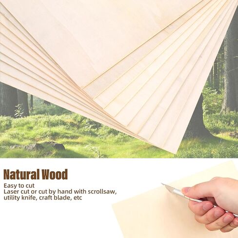 12 Pack Basswood Sheets 1/8, 3 mm Basswood for Laser Cutting, 12X12 Inches Unfinished Wood Sheets for Engraving/Crafts/DIY/Architectural Models/Drawing in Saudi Arabia