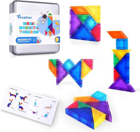 Tangrams المغناطيسية، كتل مغناطيسية ألعاب مونتيسوري الجذعية للأطفال، نشاط السفر التعليمي للأطفال الصغار in Kuwait