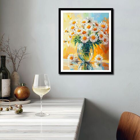 ARNLRDYA Daisy Flowers Paint by Number Kits, White Floral Vase Paint by Numbers for Beginners, Plant Flower Acrylic Paints Oil Painting for Home Decor(16×20inches, Unframe) in Saudi Arabia
