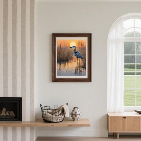 FUKVHIL DIY Oil Painting Paint by Number Kit for Adults Beginner Blue Heron, Dusk DIY Canvas Painting by Numbers Arts Craft for Home Wall Decoration, 40x50cm No Frame in Saudi Arabia