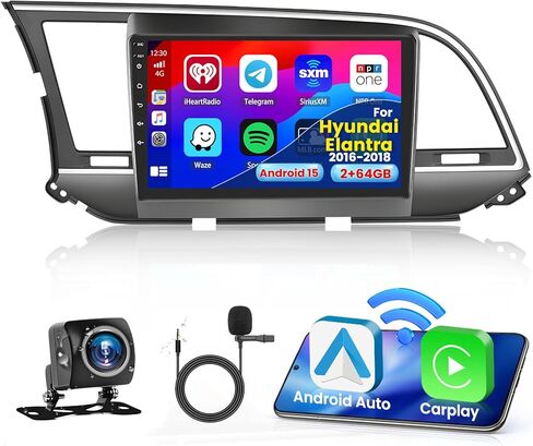 2+64G Android 13 CarPlay Car Stereo Radio for Hyundai Elantra 2016-2018, 9'' HD Touch Screen Compatible with Android Auto, AHD Backup Camera, Mirror Link, GPS, WiFi, FM RDS in Saudi Arabia