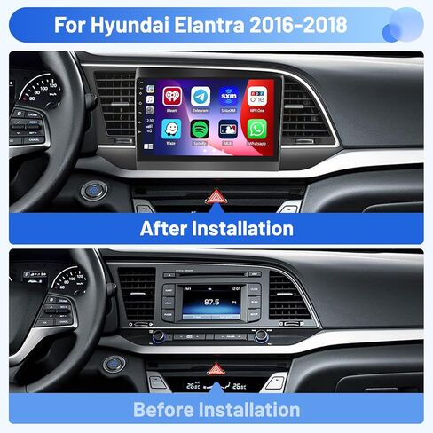راديو ستيريو للسيارة 2+64G Android 13 CarPlay لسيارة Hyundai Elantra 2016-2018، شاشة لمس عالية الدقة 9 بوصة متوافقة مع Android Auto، كاميرا احتياطية AHD، وصلة مرآة، GPS، WiFi، FM RDS in Saudi Arabia