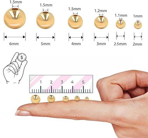 480pcs 2/2.5/3/4/5/6mm 18K Gold Filled Round Spacer Beads,Ball Seamless Spacer Beads,for DIY Jewelry Bracelet Necklace Making Findings (18K Gold) in Saudi Arabia