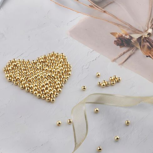 480pcs 2/2.5/3/4/5/6mm 18K Gold Filled Round Spacer Beads,Ball Seamless Spacer Beads,for DIY Jewelry Bracelet Necklace Making Findings (18K Gold) in Saudi Arabia