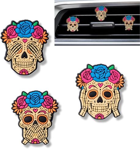 Skull Vent Clips Set for Car, Cool Skull Air Freshener Car Accessories for Men & Women, Spooky Halloween Cars Air Freshener Vent Clips, Skeleton Cars Decor Gift Idea in Saudi Arabia