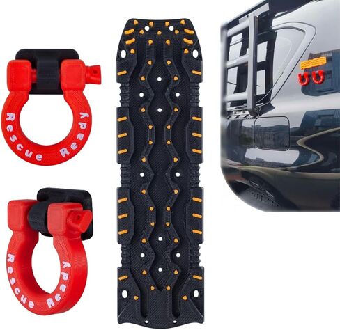 Mini Off-Roading Gear Bumper Magnets,Magnetic Little Shackles & Traction Board for Offroad Fans, Funny SUV Truck Emblems Sticker (Orange-Trac Board) in Saudi Arabia