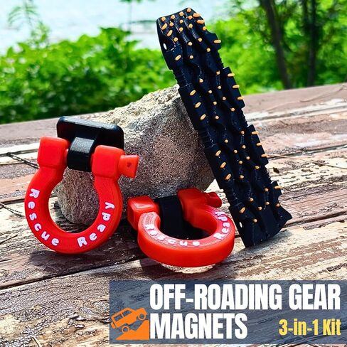 Mini Off-Roading Gear Bumper Magnets,Magnetic Little Shackles & Traction Board for Offroad Fans, Funny SUV Truck Emblems Sticker (Orange-Trac Board) in Saudi Arabia