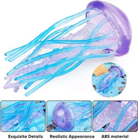 Realistic Jellyfish Model Figure Toys Ocean World Animal Creatures Figurine Sea Life Collection Science Educational Props (Purple Blue) in Saudi Arabia