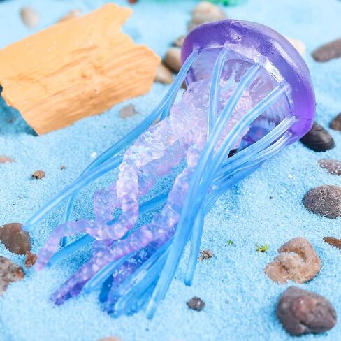 Realistic Jellyfish Model Figure Toys Ocean World Animal Creatures Figurine Sea Life Collection Science Educational Props (Purple Blue) in Saudi Arabia