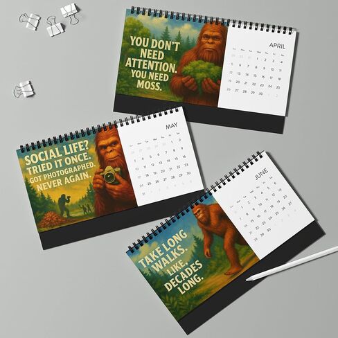 Life Advice from Sasquatch 2026 Desk Calendar – Funny Bigfoot Quotes, Retro Art, Nature Humor Gift for Home or Office in Saudi Arabia