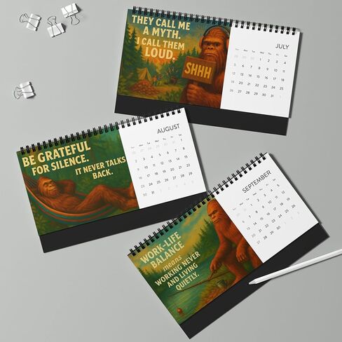 Life Advice from Sasquatch 2026 Desk Calendar – Funny Bigfoot Quotes, Retro Art, Nature Humor Gift for Home or Office in Saudi Arabia