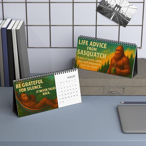 Life Advice from Sasquatch 2026 Desk Calendar – Funny Bigfoot Quotes, Retro Art, Nature Humor Gift for Home or Office in Saudi Arabia