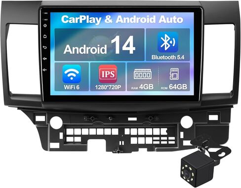 2+32G 10.1-inch Android 12 Car Stereo for Mitsubishi Lancer 2007-2013 IPS Touchscreen Screen Car Radio with Carplay & Android Auto Support Backup Camera GPS FM Navi BT SWC (with Canbus) in Saudi Arabia