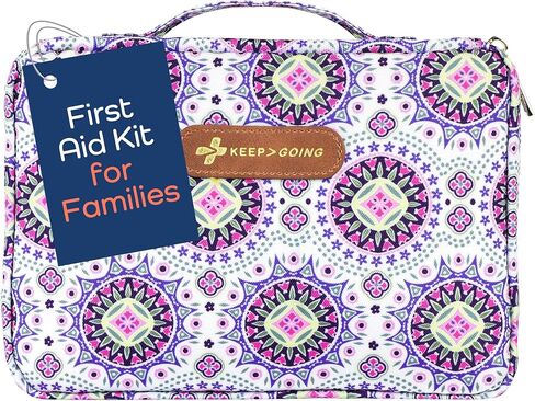 KeepGoing Large Home First Aid Kit for Kids – 270 Pc. First Aid Kit for Car, Home, Dorm, & Boat with Latex-Free Bandages – 10 x 7 x 3.5 in. Travel First Aid Kit (Boho) in Kuwait