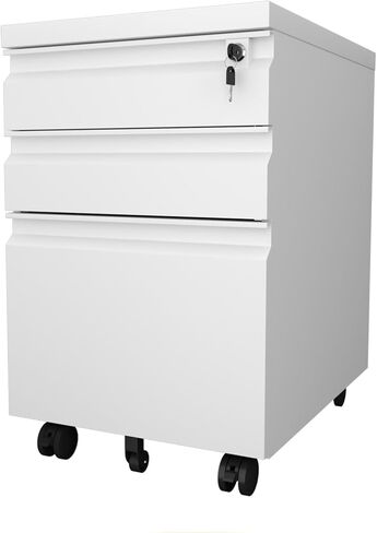 3 Drawer File Cabinet with Lock, Mobile Metal Filing Cabinet on Wheels, Under Desk Small Filing Cabinet for Home Office Storage, Letter/Legal/A4 Drawer Organizer with Anti-Tip Wheels (Black) in Saudi Arabia