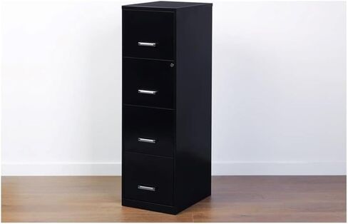 Scranton & Co خزانة ملفات معدنية ذات 4 أدراج خفيفة الوزن مقاس 18 بوصة باللون الأسود، تم تجميعها مسبقًا in Kuwait