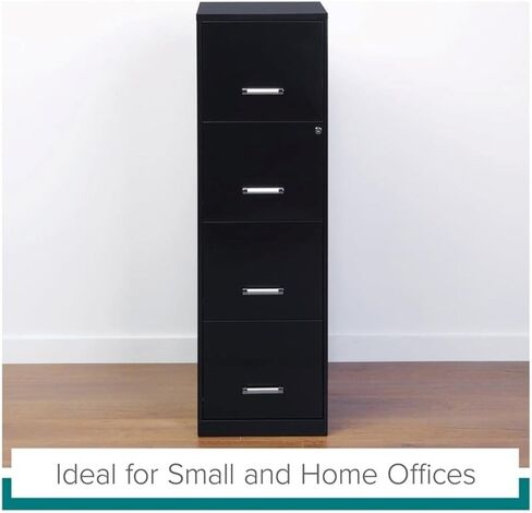 Scranton & Co خزانة ملفات معدنية ذات 4 أدراج خفيفة الوزن مقاس 18 بوصة باللون الأسود، تم تجميعها مسبقًا in Kuwait