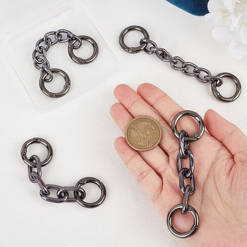 UNICRAFTALE 4Pcs 2 Styles 3.7"-4.17" Bag Extender ChainsPurse Strap Extenders Gunmetal Shoulder Bag Strap Extender Chains with Spring Gate Rings for Bag Straps Replacement Accessories in Saudi Arabia