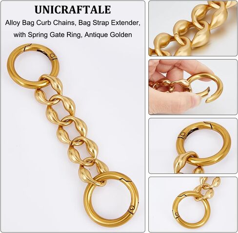 UNICRAFTALE 4 قطع 2 أنماط 3.7 بوصة - 4.17 بوصة سلاسل تمديد الحقيبة، سلاسل تمديد حزام المحفظة، سلاسل تمديد حزام حقيبة الكتف المعدنية مع حلقات بوابة زنبركية لملحقات استبدال أحزمة الحقيبة in Kuwait