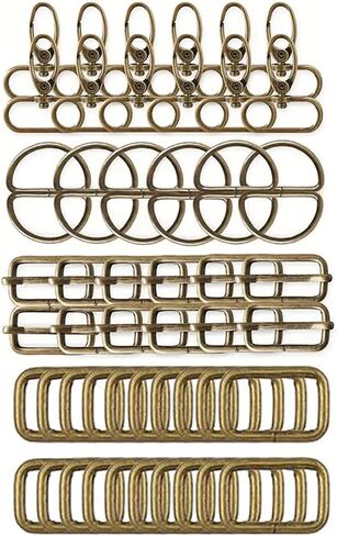 Purse Hardware Set, 20 Pieces Metal Bag Making Supplies, 1-1/2 Inch Swivel Hooks, D-Rings, Slide Buckle，Rectangle Ring, 4 Colors (Bronze) in Saudi Arabia