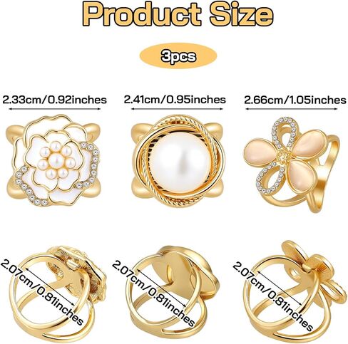3 Pcs Scarf Clips for Women, Scarf Rings Buckle Set for Women, Versatile ScarfClips and Slides for Silk Scarves, Ties, Accessories in Saudi Arabia