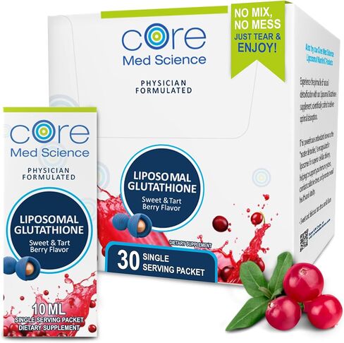 Core Med Science Liposomal Glutathione Liquid Supplement (500mg, 4 Fl Oz) - Pure Reduced Setria with Phospholipid Complex - Antioxidant Supplement for Energy, Brain Health, Skin & Liver Health in Saudi Arabia