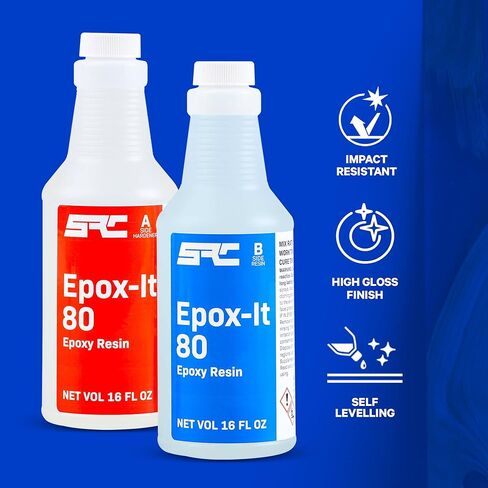 SPRESIN Epox-It 80 طقم راتنجات الإيبوكسي الشفاف 32 أونصة (16 أونصة الجزء أ + 16 أونصة الجزء ب) للمبتدئين والخبراء، والطلاء، والبار العلوي، والكونترتوب، والطاولة - تركيبة شفافة كريستالية لفن المجوهرات، والتصفيح in Saudi Arabia