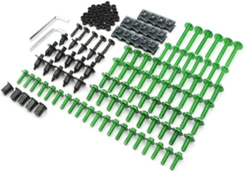 براغي هيكل الدراجة النارية مجموعة مسامير تثبيت الجسم لـ Kawasaki KLR650 KLR 650 1990-2014 2013 2012 2011 2010 2009 2008 2007 2006 2005 2004 2003 2001 2000 1999 (اللون: أخضر) in Kuwait