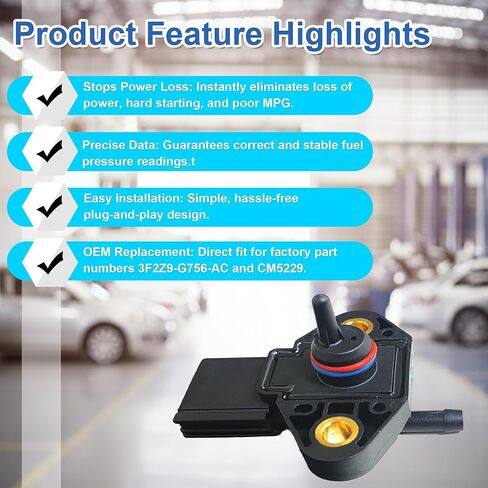 مستشعر ضغط الوقود FPS5 لسيارة Ford F150 F250 F350 E150 E250 E350 Super Duty, Mustang, Explorer, Escape, Focus, Crown Victoria, Taurus, Lincoln & Mazda - يستبدل 3F2Z9G756AC 0261230093 in Saudi Arabia