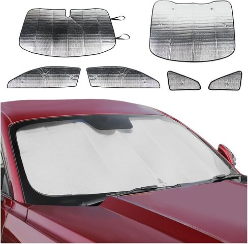 Hoolcar Windshield Sunshade Side Window Sun Shade Sunscreen Heat Insulation Sun Visor Fit for Ford Mustang 2015-2024, 6PCs in Saudi Arabia