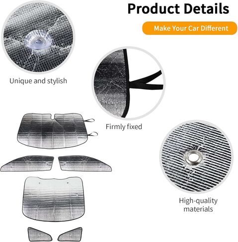 Hoolcar Windshield Sunshade Side Window Sun Shade Sunscreen Heat Insulation Sun Visor Fit for Ford Mustang 2015-2024, 6PCs in Saudi Arabia