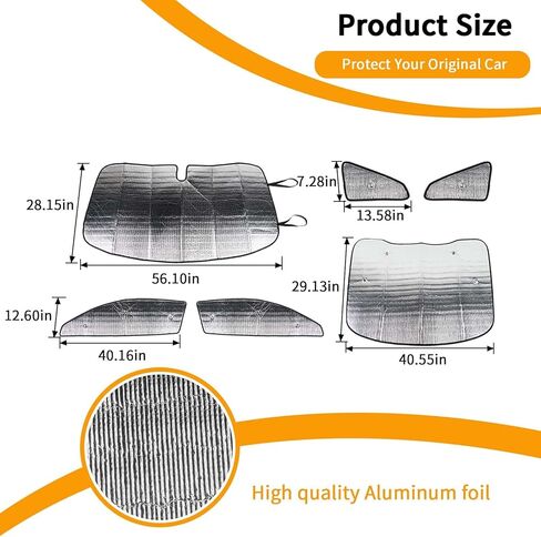 Hoolcar Windshield Sunshade Side Window Sun Shade Sunscreen Heat Insulation Sun Visor Fit for Ford Mustang 2015-2024, 6PCs in Saudi Arabia