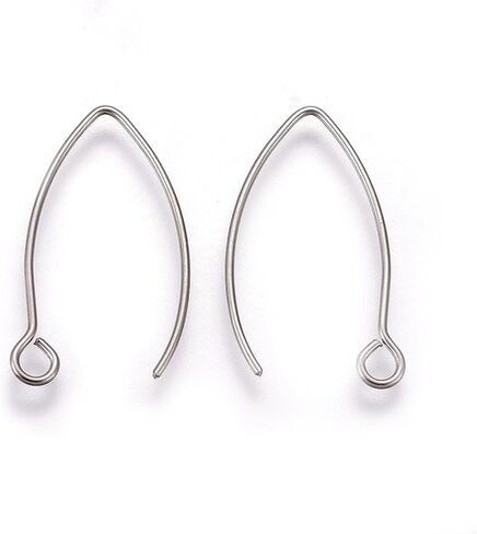 5 Pairs Hypoallergenic Long V Shape Flat Marquise Earring Hooks 25mm 304 Stainless Steel Ear Wire for Dangle Earrings Jewelry Making DIY Craft Findings Wire 0.8mm/20 Gauge in Saudi Arabia