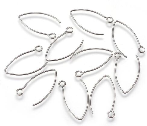 5 Pairs Hypoallergenic Long V Shape Flat Marquise Earring Hooks 25mm 304 Stainless Steel Ear Wire for Dangle Earrings Jewelry Making DIY Craft Findings Wire 0.8mm/20 Gauge in Saudi Arabia