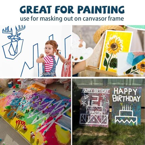 شريط لاصق ملون للرسامين بعرض 2.54 سم - عبوة من 7 لفات 298 قدم - نابضة بالحياة، لاصق، بدون بقايا - أشرطة ملونة بألوان قوس قزح للأعمال اليدوية والفنون والحرف اليدوية ووضع العلامات وترميز الألوان وتزيين الغرفة in Kuwait