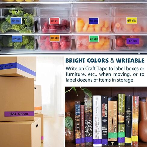 شريط لاصق ملون للرسامين بعرض 2.54 سم - عبوة من 7 لفات 298 قدم - نابضة بالحياة، لاصق، بدون بقايا - أشرطة ملونة بألوان قوس قزح للأعمال اليدوية والفنون والحرف اليدوية ووضع العلامات وترميز الألوان وتزيين الغرفة in Kuwait