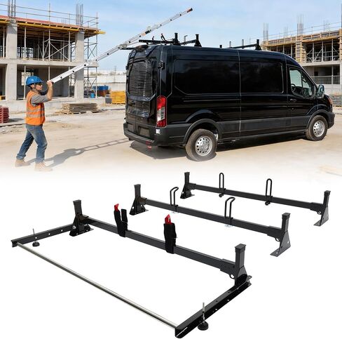 رف سلم مناسب لسيارة Ford Transit 150 250 350 رف سقف شاحنة البضائع مع عاكس الرياح in Kuwait